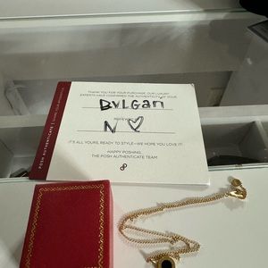 Bvlgari Bvlgari Bvlgari Pendant Necklace 18K Yellow Gold with Onyx